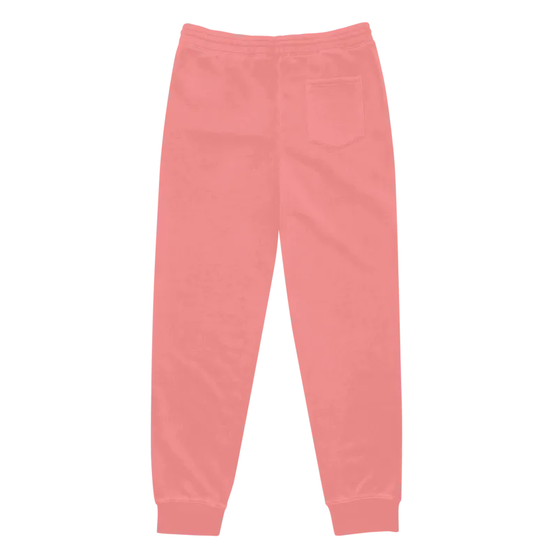 Jogging de sport pour femme en PET recyclé et modal, de couleur rose pâle, avec un élastique resserrant à la taille et aux chevilles. Ce jogging a une coupe décontractée. Photo du produit de derrière.