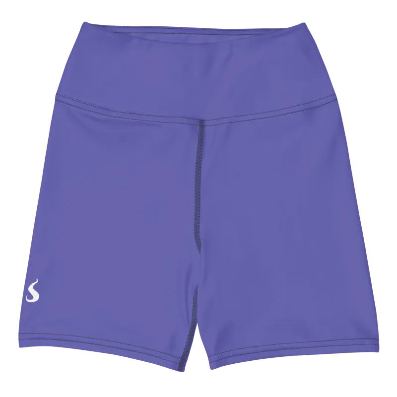 Short de sport pour femme en Lyocell Tencel et élasthanne, couleur violet profond, effet legging seconde peau. Taille haute élastique et ajustée, avec une longueur idéale pour le maintien et la performance. Photo du produit de face