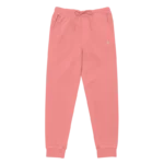 Jogging de sport pour femme en PET recyclé et modal, de couleur rose pâle, avec un élastique resserrant à la taille et aux chevilles. Ce jogging a une coupe décontractée. Photo du produit de face.