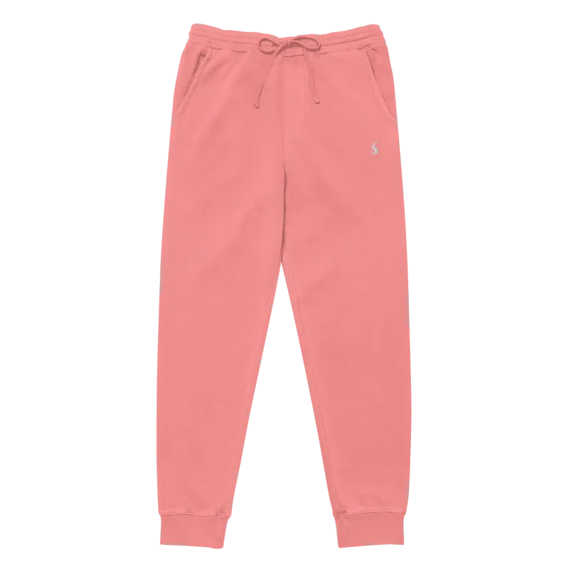 Jogging de sport pour femme en PET recyclé et modal, de couleur rose pâle, avec un élastique resserrant à la taille et aux chevilles. Ce jogging a une coupe décontractée. Photo du produit de face.
