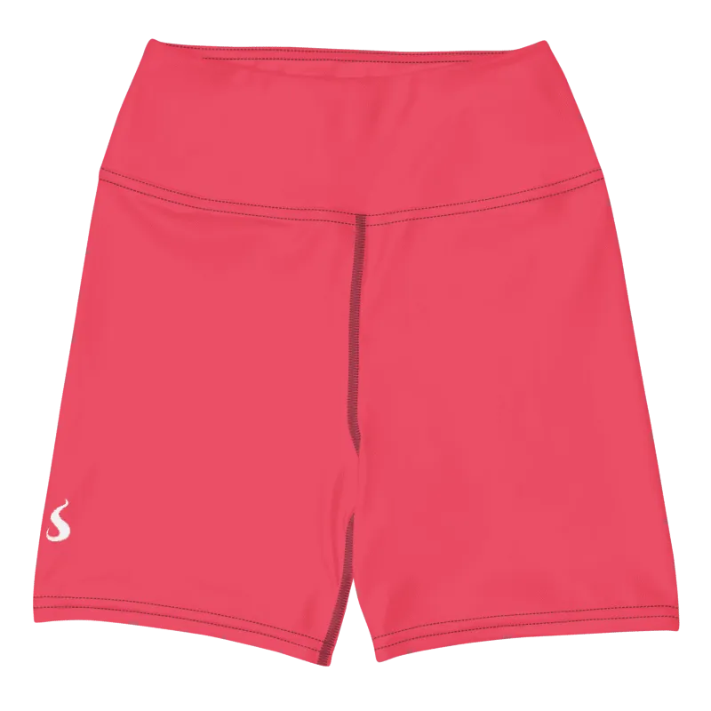 Short de sport pour femme en Lyocell Tencel et élasthanne, couleur rose éclatant, effet legging seconde peau. Taille haute élastique et ajustée, avec une longueur idéale pour le maintien et la performance. Photo du produit de face