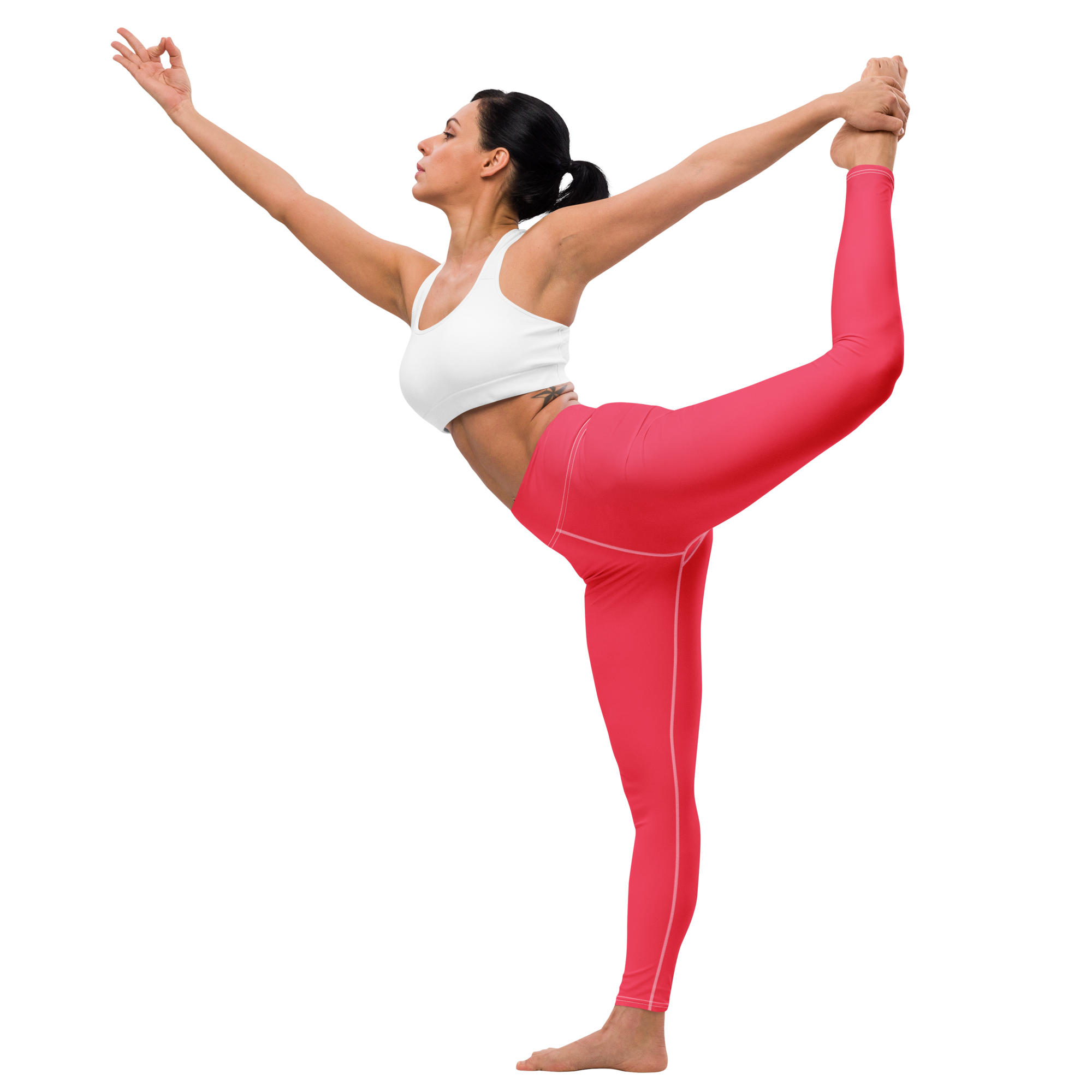 femme faisant du yoga en legging rose