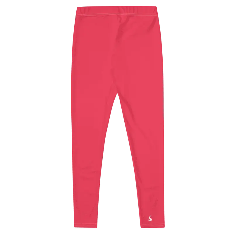 Legging de sport pour femme, effet seconde peau, de couleur rouge clair tirant vers le rose. Taille basse avec un élastique léger à la taille pour un maintien confortable sans compression. La photo montre le produit de dos.