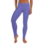 Legging de sport pour femme, effet seconde peau, de couleur violet. Taille basse avec un élastique léger à la taille pour un maintien confortable sans compression. La photo montre le legging porté de face.