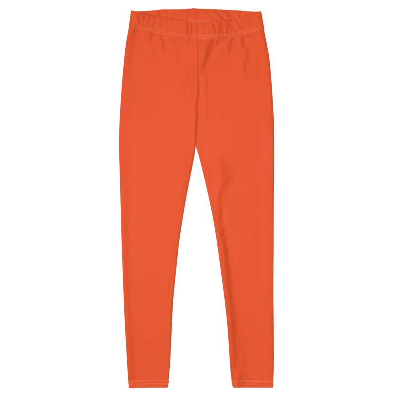 Legging de sport pour femme, effet seconde peau, de couleur orange. Taille basse avec un élastique léger à la taille pour un maintien confortable sans compression. La photo montre le produit de face.