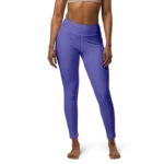 Legging de sport pour femme violet en nylon Éconyl, tissu léger sans couture, effet seconde peau pour un confort optimal. Photo porté de face.