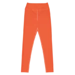 Legging de sport pour femme orange en nylon Éconyl, tissu léger sans couture, effet seconde peau pour un confort optimal. Photo du produit de devant
