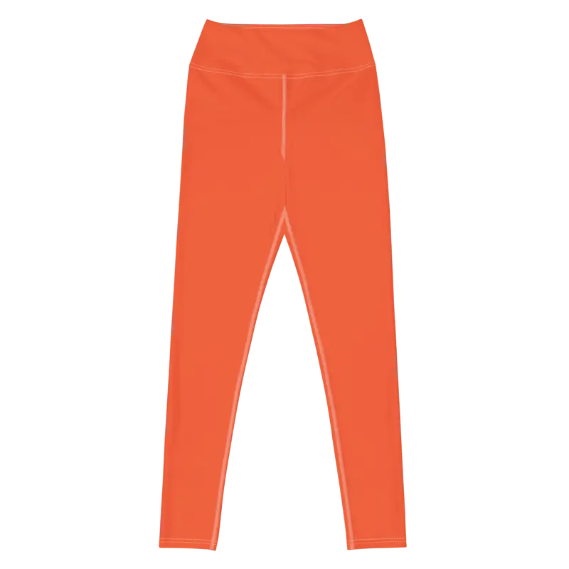 Legging de sport pour femme orange en nylon Éconyl, tissu léger sans couture, effet seconde peau pour un confort optimal. Photo du produit de devant