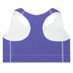 Brassière de sport Sweat Hold Up en nylon Econyl, douce et respirante, avec dos nageur pour un maintien léger. Disponible en rose, violet et orange. Photo de dos du produit.