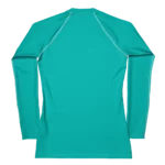T-shirt manche longue Energy Flow de couleur bleu turquoise en matière lyocell tencel et modal. La photo montre le t-shirt de dos.