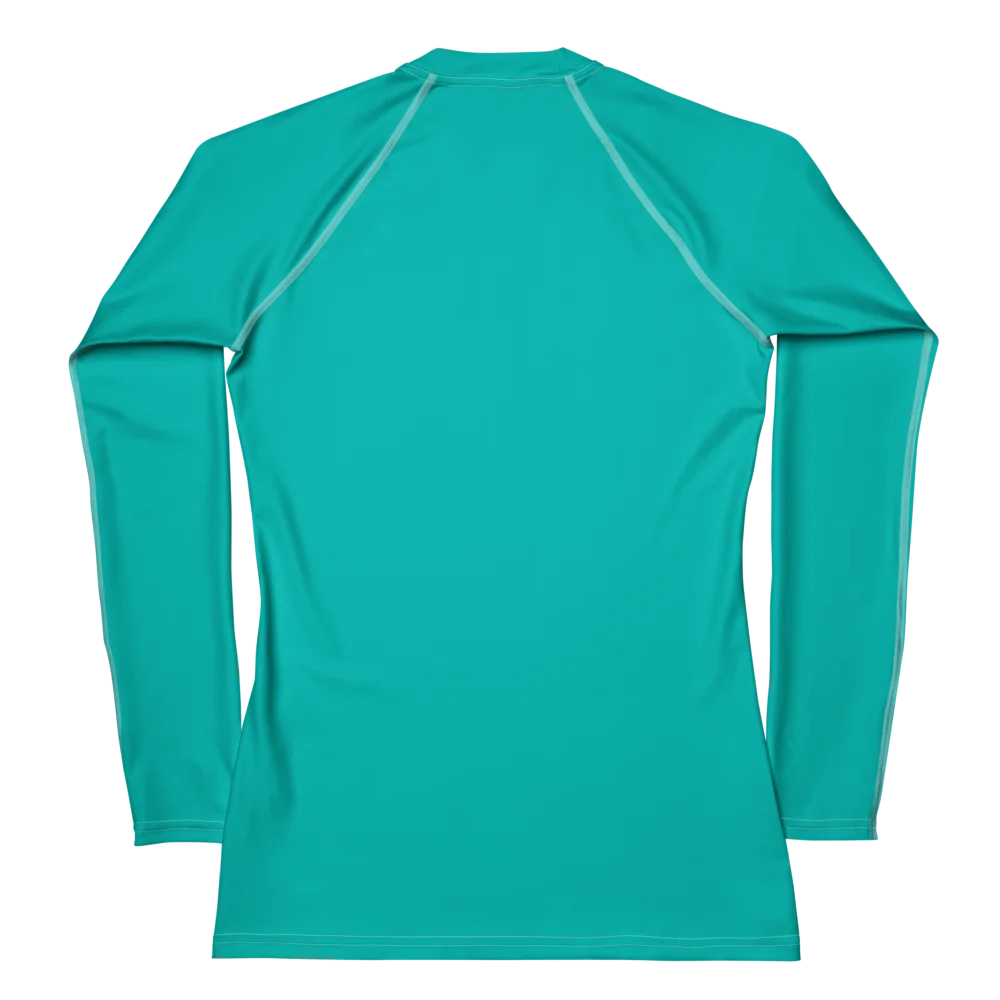 T-shirt manche longue Energy Flow de couleur bleu turquoise en matière lyocell tencel et modal. La photo montre le t-shirt de dos.