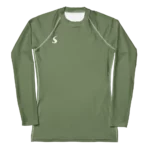 T-shirt manche longue Energy Flow de couleur kaki en matière lyocell tencel et modal. La photo montre le t-shirt de face.