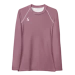 T-shirt manche longue Energy Flow de couleur taupe/violet en matière lyocell tencel et modal. La photo montre le t-shirt de face.
