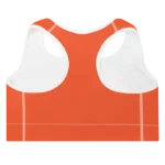 Brassière de sport Sweat Hold Up en nylon Econyl, douce et respirante, avec dos nageur pour un maintien léger. Disponible en rose, violet et orange. Photo du produit de dos.