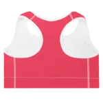 Brassière de sport Sweat Hold Up en nylon Econyl, douce et respirante, avec dos nageur pour un maintien léger. Disponible en rose, violet et orange. Photo du produit de dos.