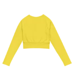Crop top de sport Hot Focus à manches longues en coloris jaune, conçu pour allier confort et style lors des entraînements. photo de dos du produit.