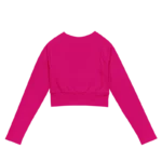 Crop top de sport Hot Focus à manches longues en coloris rose, conçu pour allier confort et style lors des entraînements. photo de dos du produit.