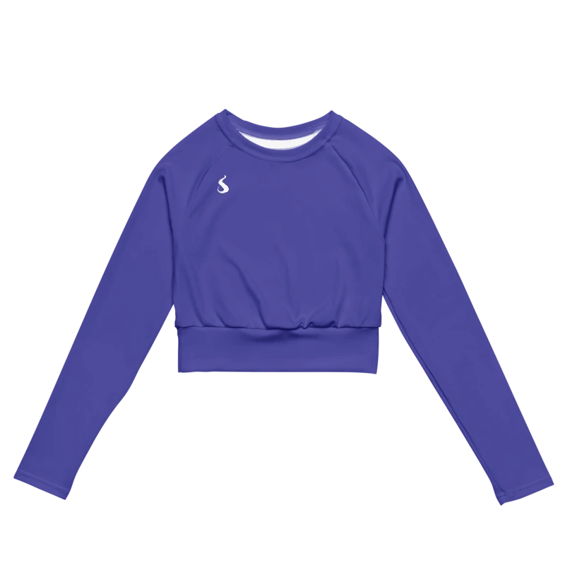 Crop top de sport Hot Focus à manches longues en coloris violet, conçu pour allier confort et style lors des entraînements. photo de face du produit.