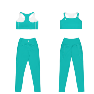ensemble de sport bleu brassière et legging